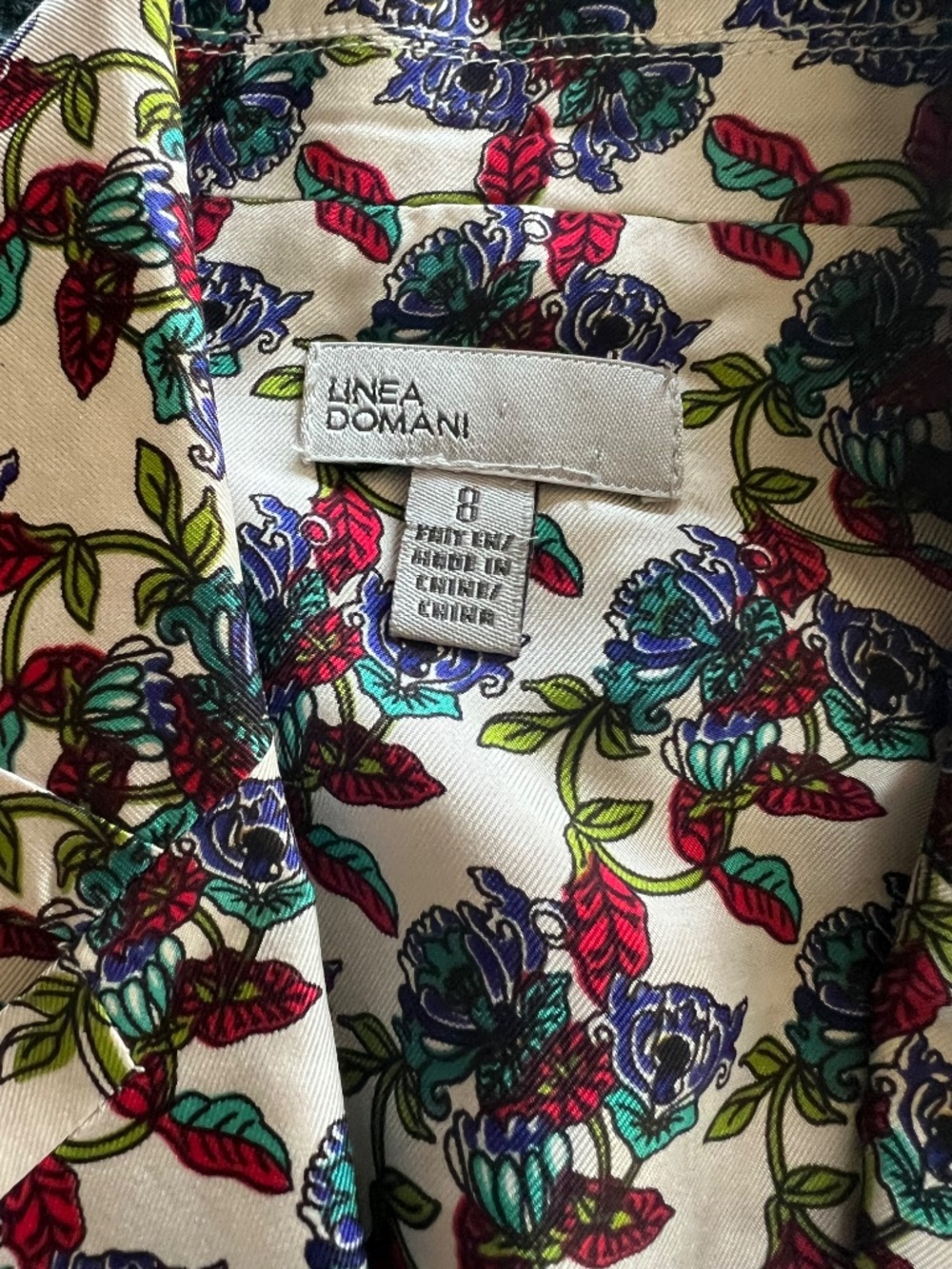 Linea Domani Floral Y2K Lined Preppy Office Classic 100% Silk Blazer-8